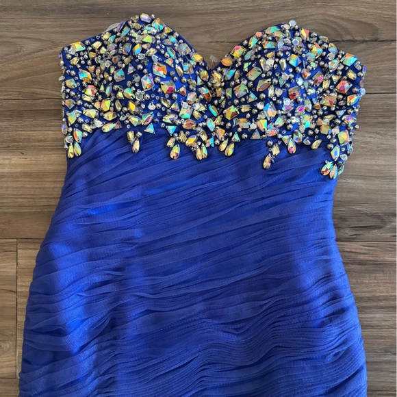 Mac Duggal Dresses & Skirts - Casandra Stone by Mac Duggal: Blue Strapless Dress with Embellished Bodice